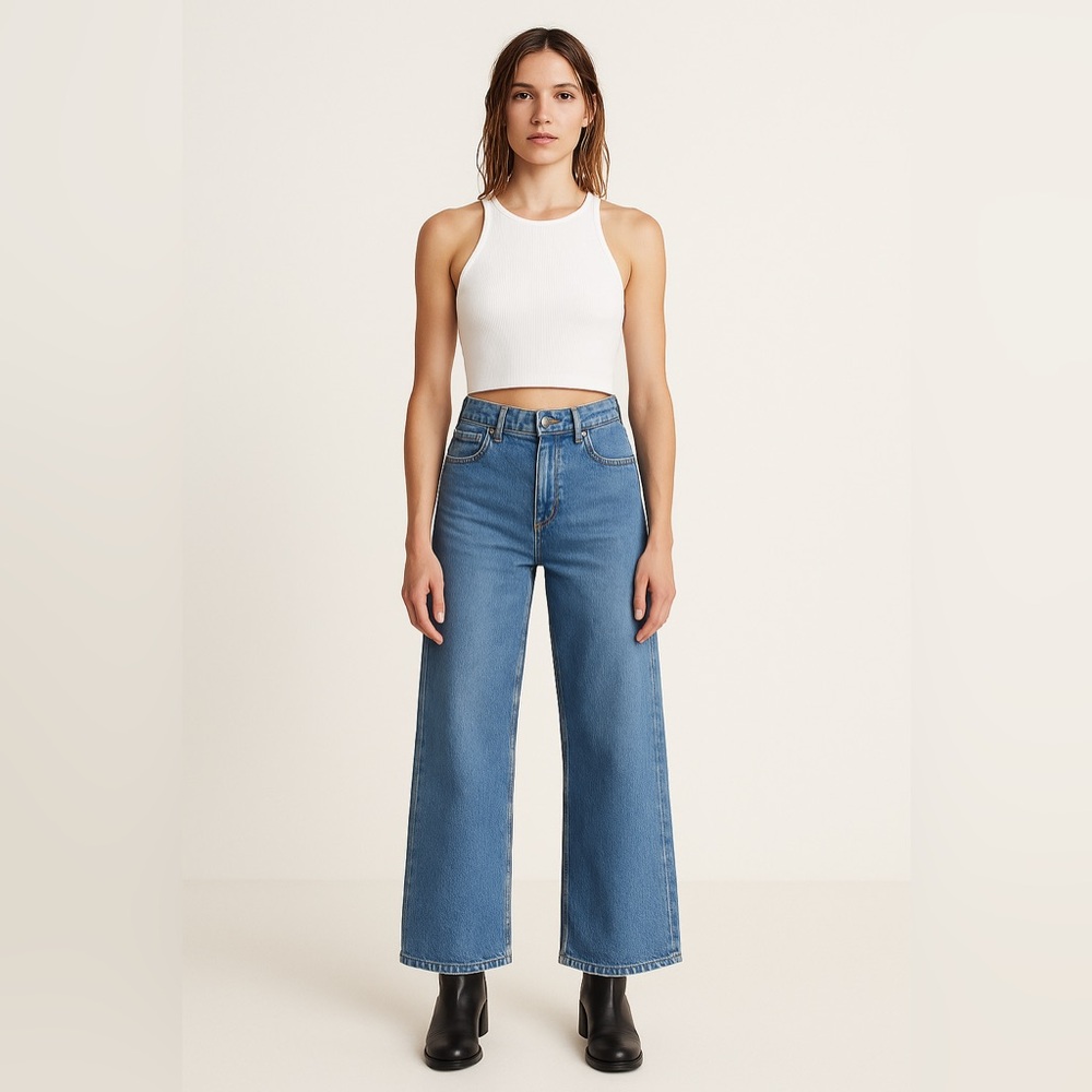 EUC Zara Blue Flare Wide Leg Jeans Women’s Sz 6